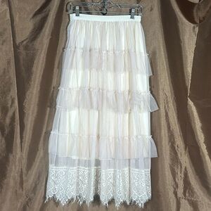 SooLinen A-Line Skirt High Waist Apricot Tulle (easy to match with anything)